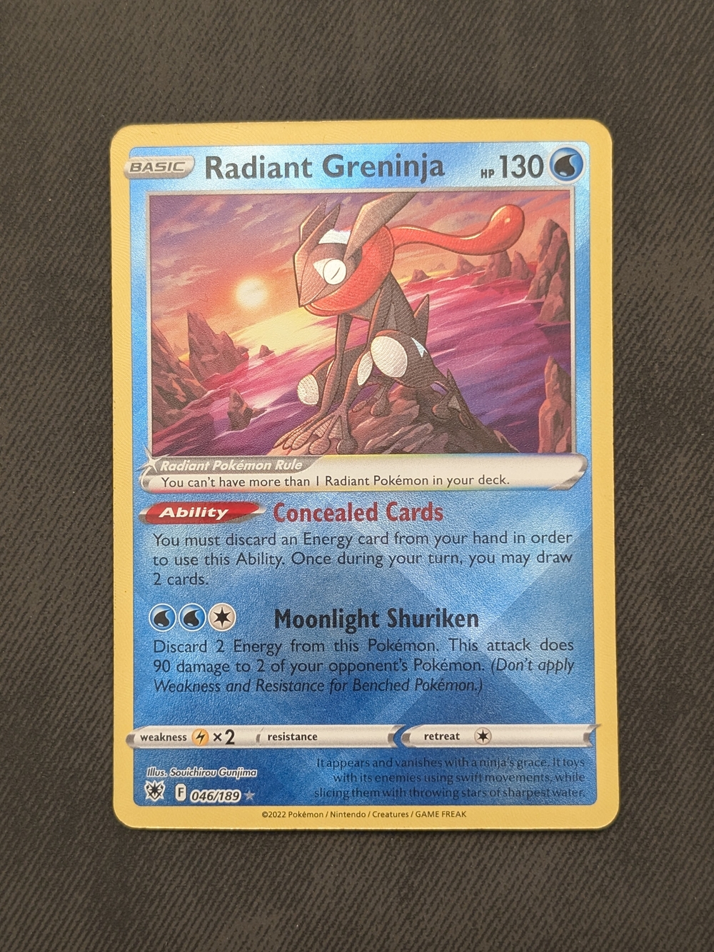 Radiant Greninja Pokémon Card - Blue & Yellow